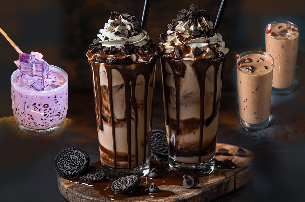 Berbagai minuman manis.