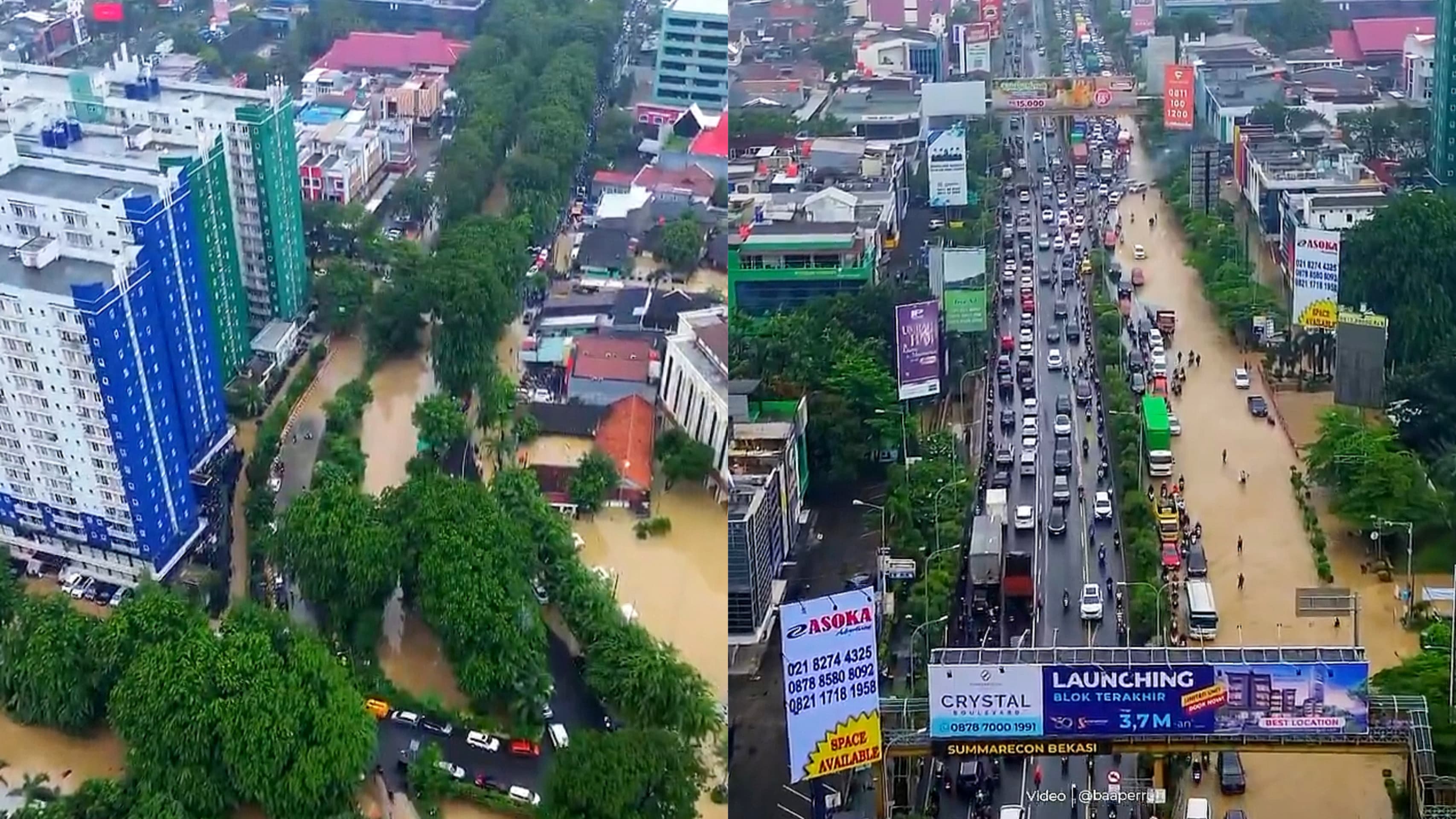 DIKEPUNG AIR: Bekasi alami banjir kiriman dari Bogor pada Senin (4/2/2025).
