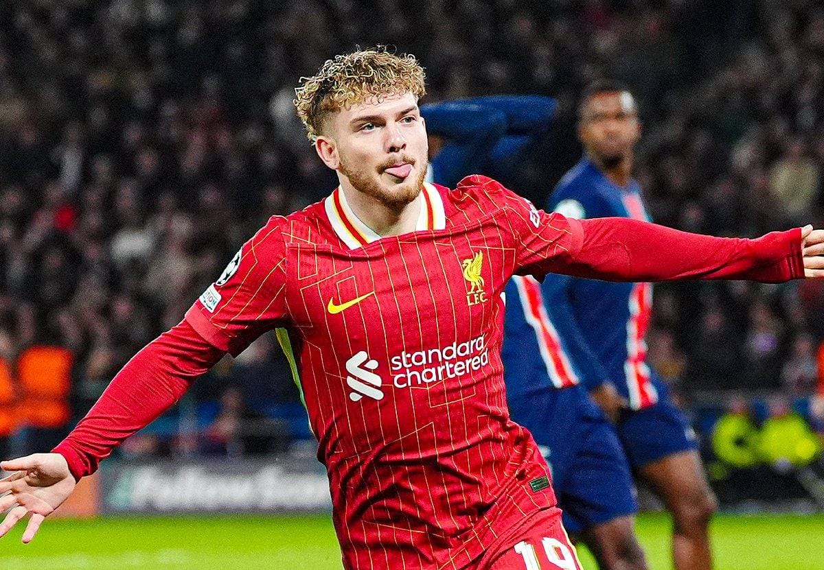 Pemain Liverpool Harvey Elliot cetak gol melawan PSG.