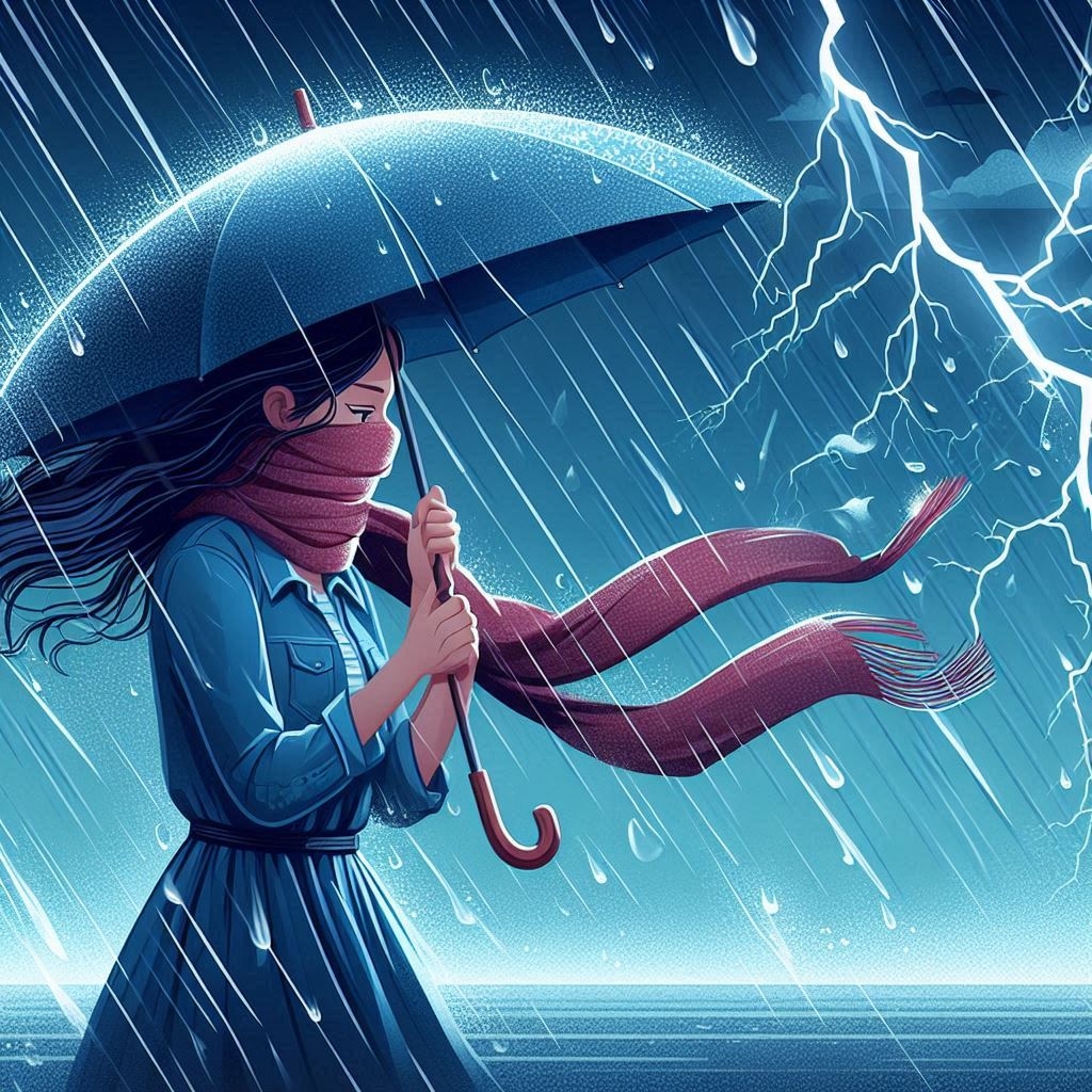 Ilustras hujan lebat.