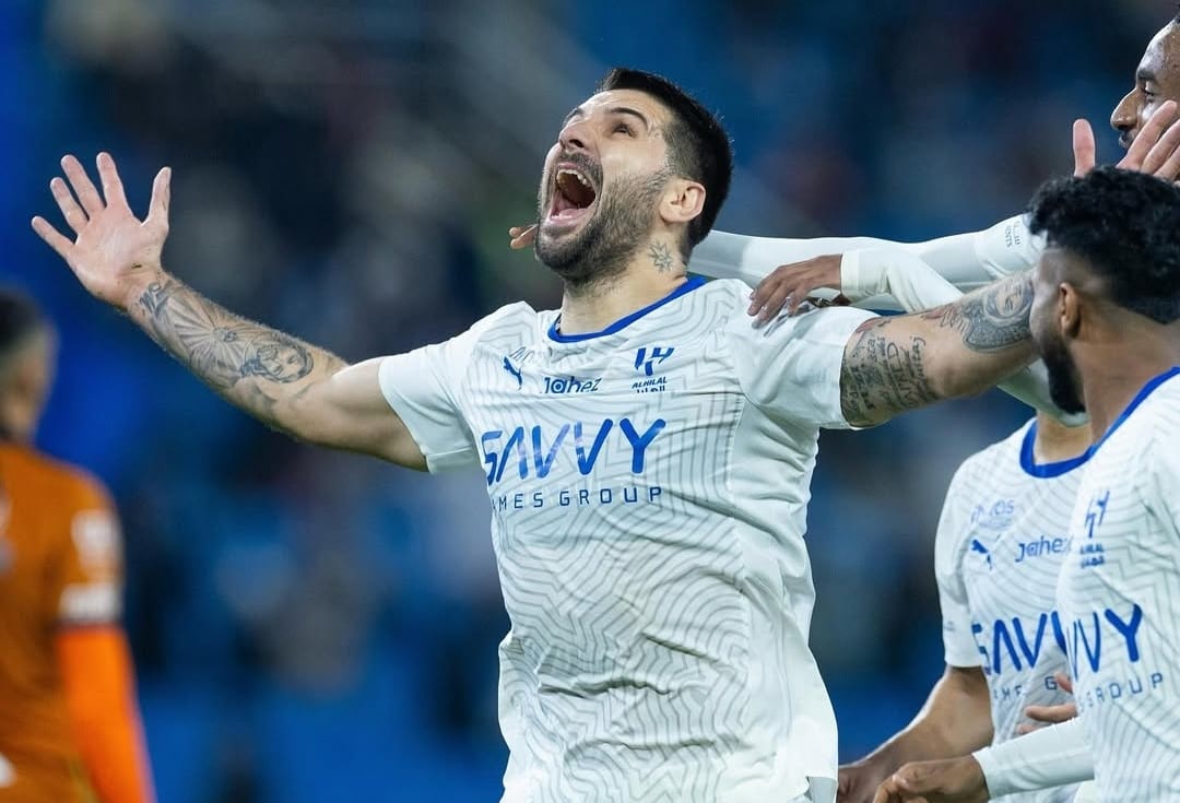 Selebrasi pemain Al Hilal setelah amankan kemenangan atas tuan rumah Al Fayha