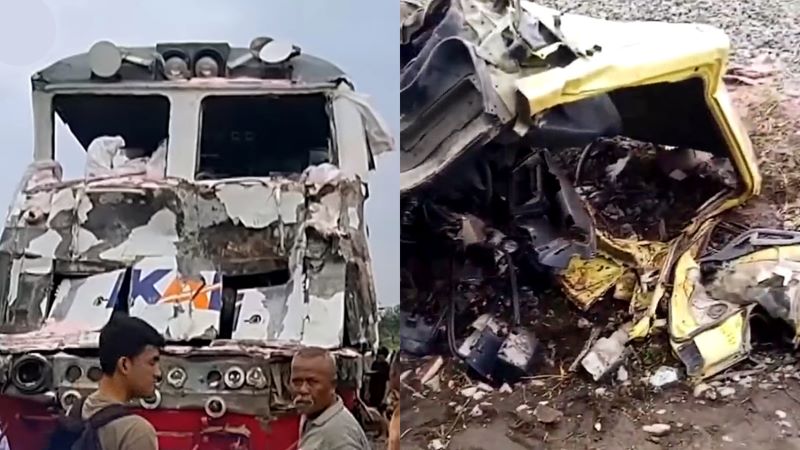 Kronologi kereta api tabrak truk di Kediri yang menewaskan 1 orang.