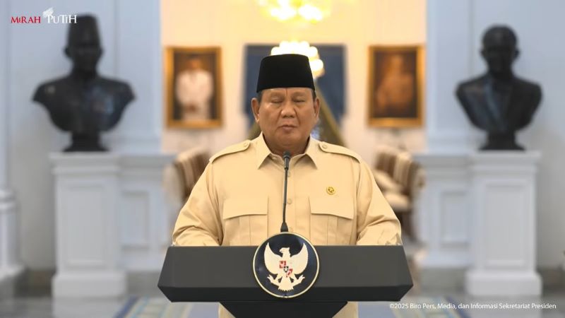Presiden Parbowo dalam konferensi pers di YT Sekertariat Presiden.