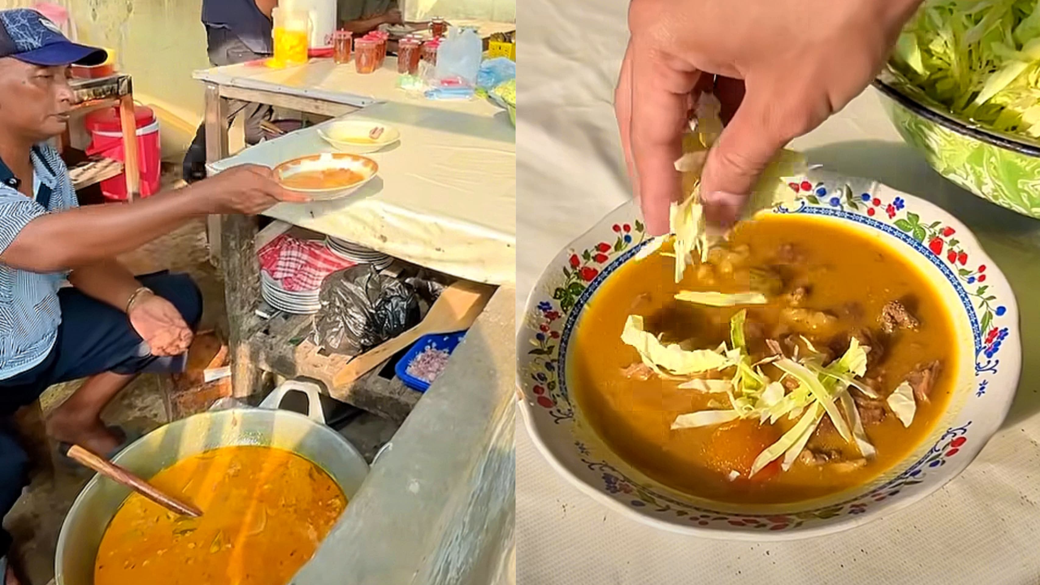 Makanan gule tongseng legendaris Mbah Wargo di Pasar Turi Bantul.
