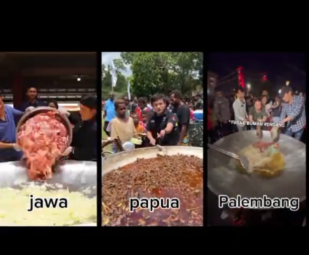 Video perbandingan antara warga papua dan warga palembang ketika mengantri makanan gratis.