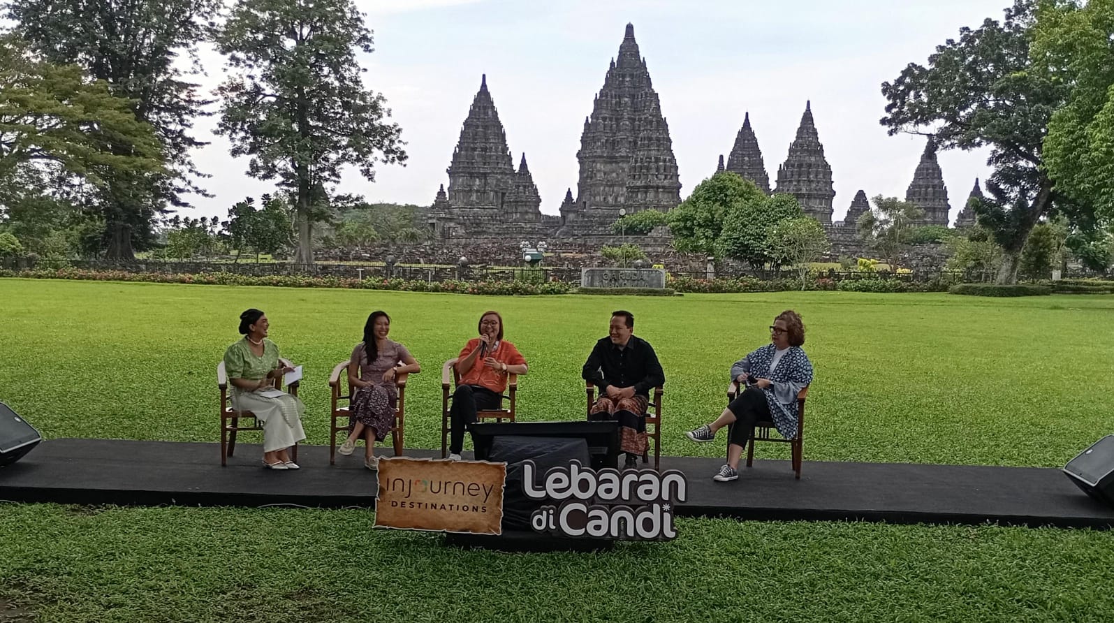 MEGAH: Suasana jumpa pers persiapan Lebaran di Candi oleh PT. TWC Borobudur Prambanan dan Ratu Boko di Candi Prambanan, Sabtu (22/3/2025).