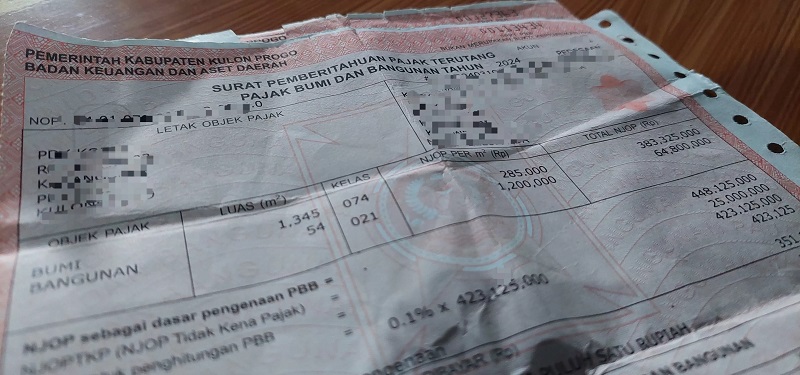 PENANDA: Surat pemberitahuan pajak terutang.
