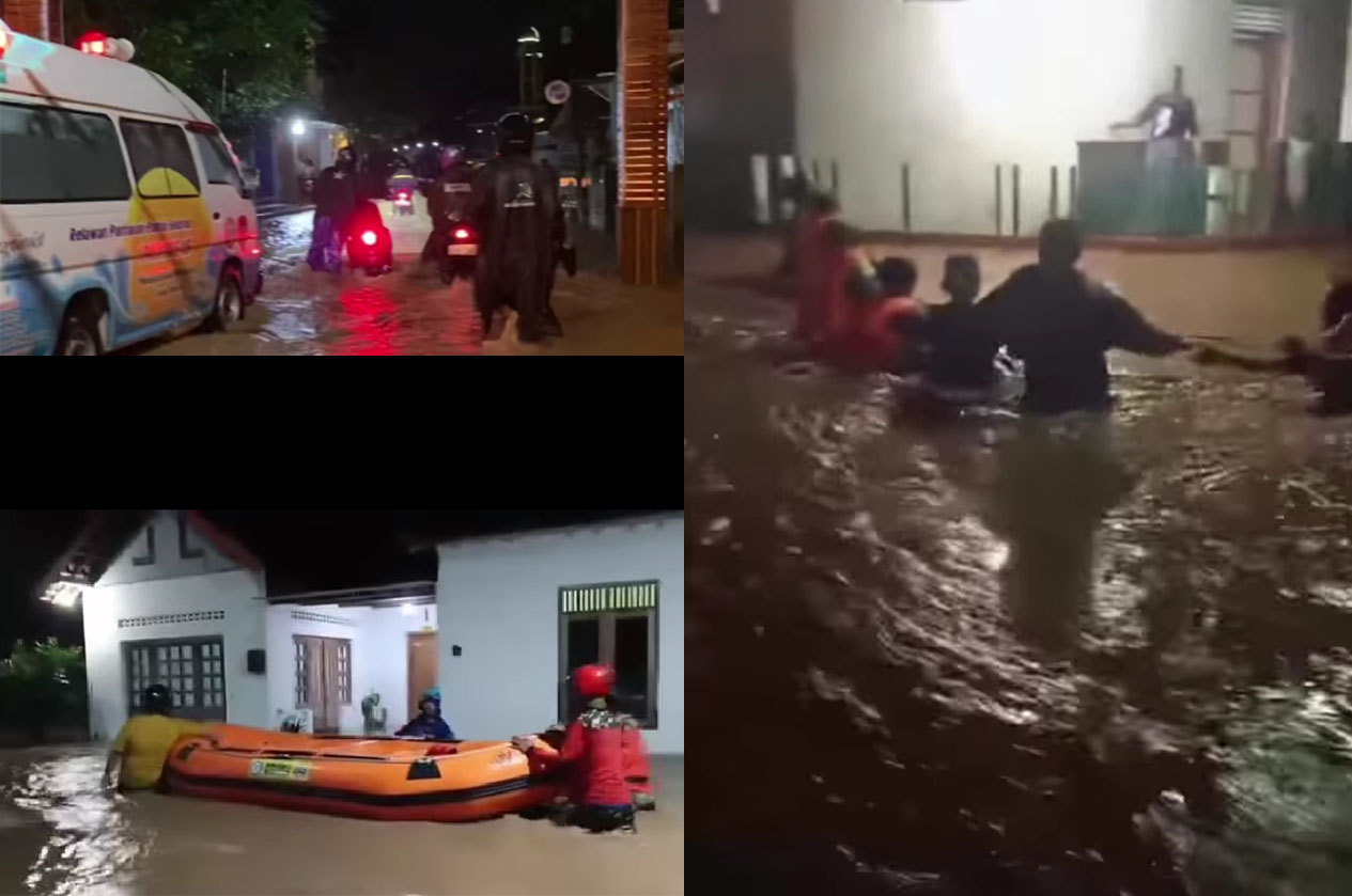 Beragam foto kejadian banjir di wilayah Imogiri, Bantul, Jumat (28/3/2025) malam.