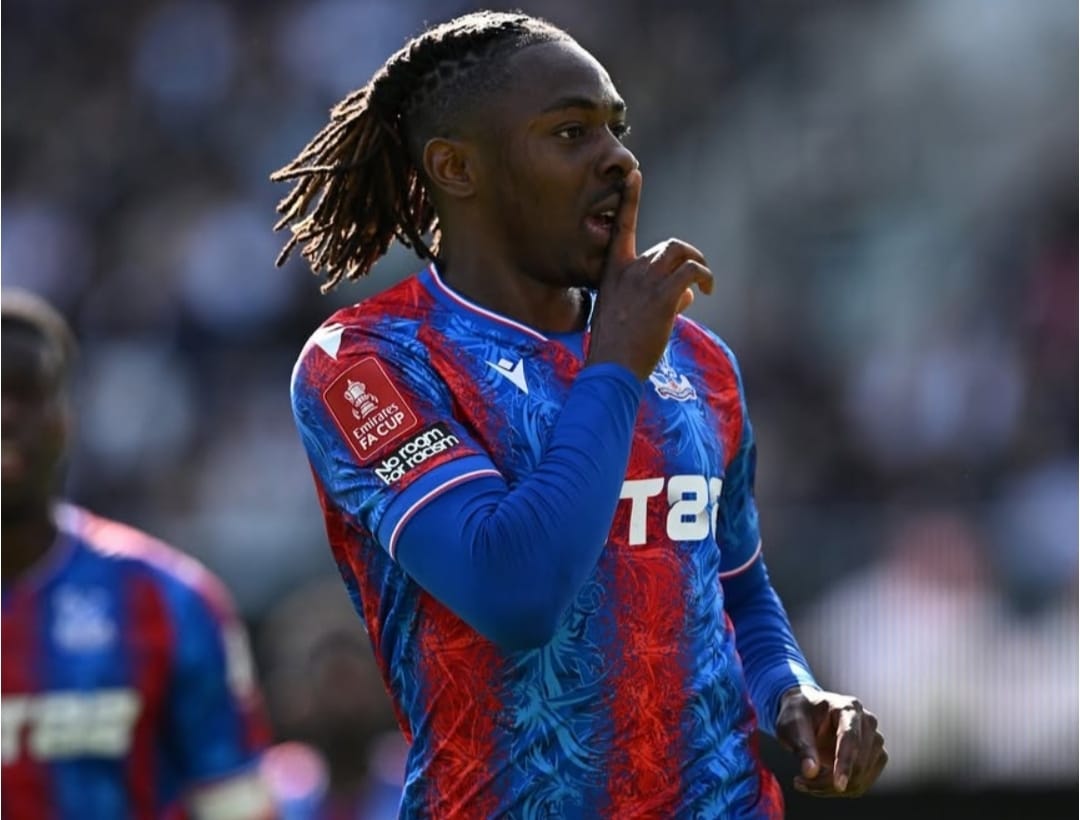 Selebrasi Eberechi Eze setelah mencetak gol bagi Crystal Palace dalam kemenangan atas Fulham di FA Cup