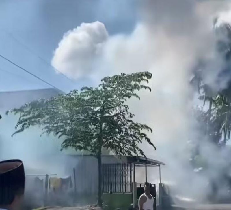 TKP meletusnya balon udara bermuatan petasan di Dusun Bancang, Desa Gandong, Kecamatan Bandung, Tulungagung.