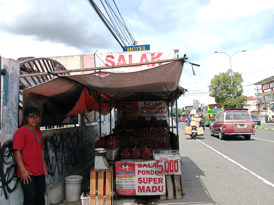 LARIS: Pedagang salak di Jalan Jogja-Solo.