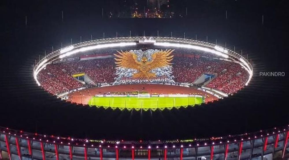 Potret Koreografi GARUDA "Show Your Dignity" di Stadion Gelora Bung Karno.