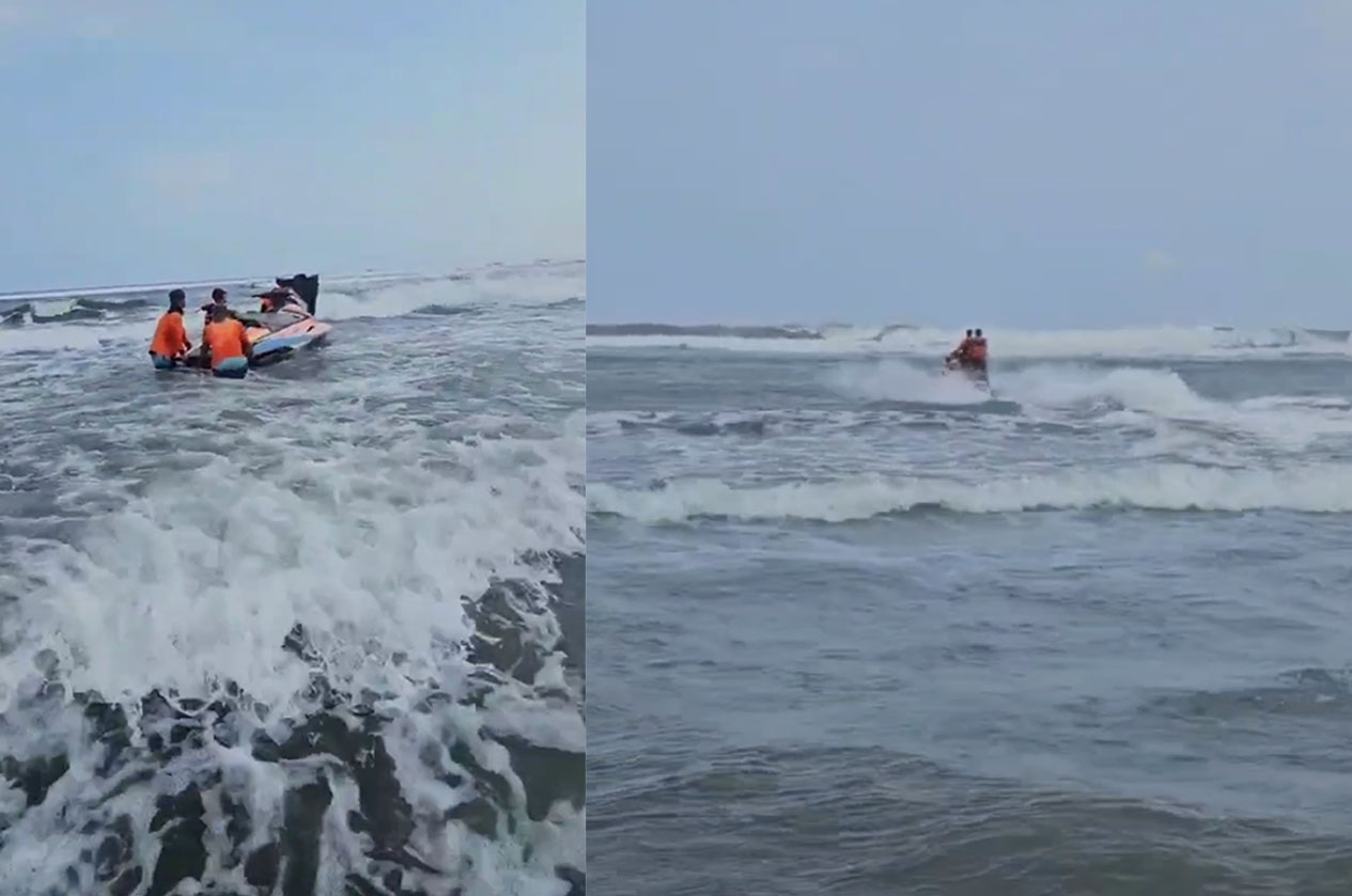 Proses pencarian korban tenggelam di Pantai Parangtritis Yogyakarta.
