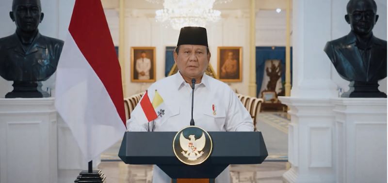 Presiden ke-8 RI, Prabowo Subianto,menyampaikan belasungkawa mendalam atas wafatnya Paus Fransiskus.