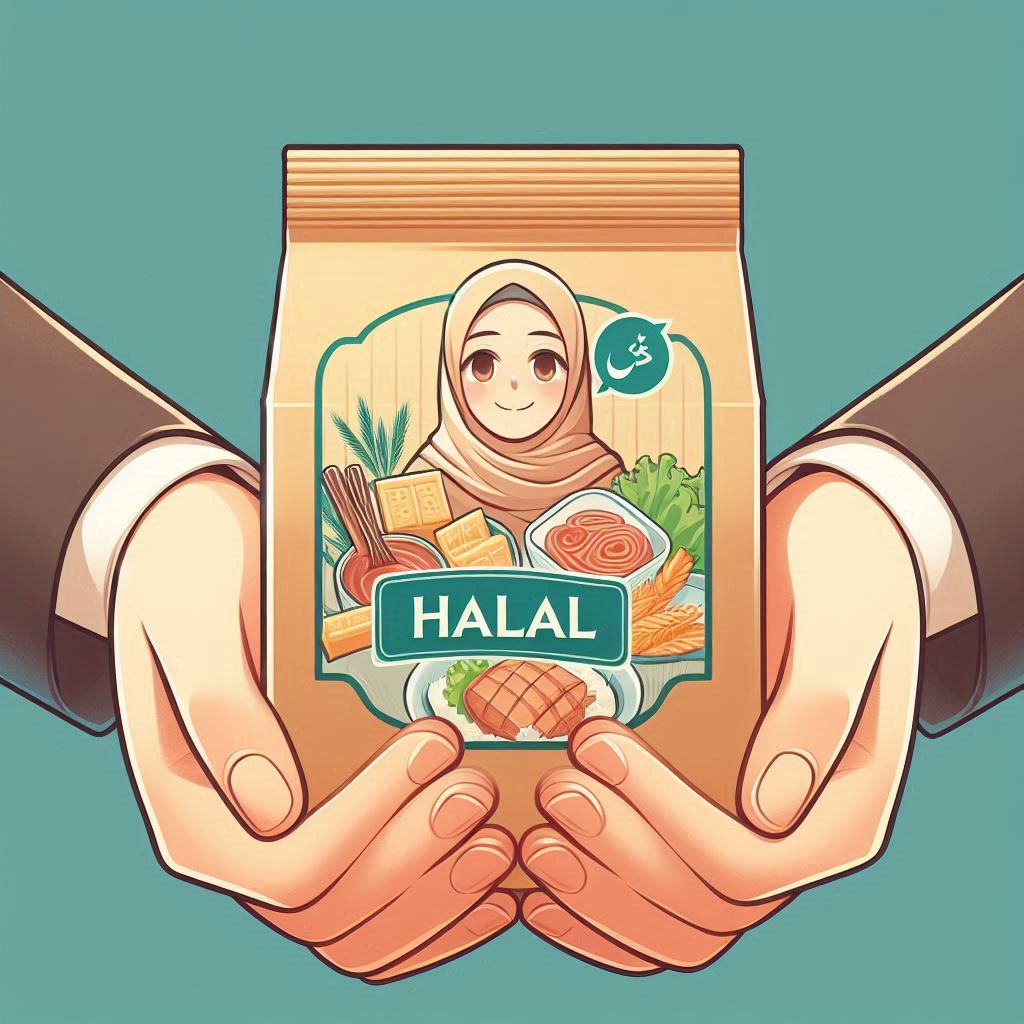 Ilustrasi makanan berlabel halal. 