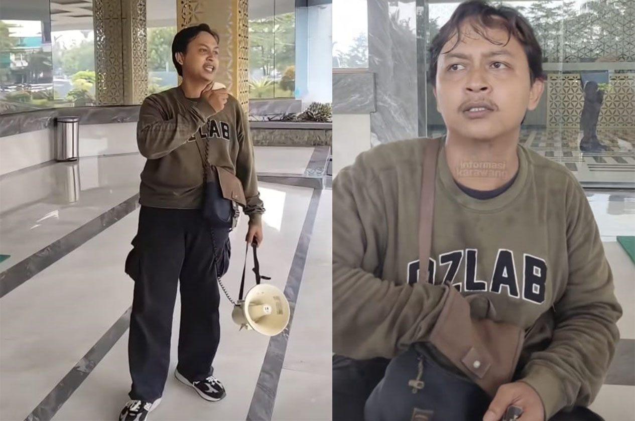 Seorang pria menuntut keadilan atas meninggalnya anaknya di RSUD Karawang.