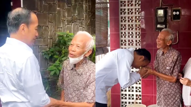 Mantan Presiden RI, Joko Widodo bertemu dengan mantan dosen pembimbing akademiknya, Ir. Kasmudjo, di Sleman.