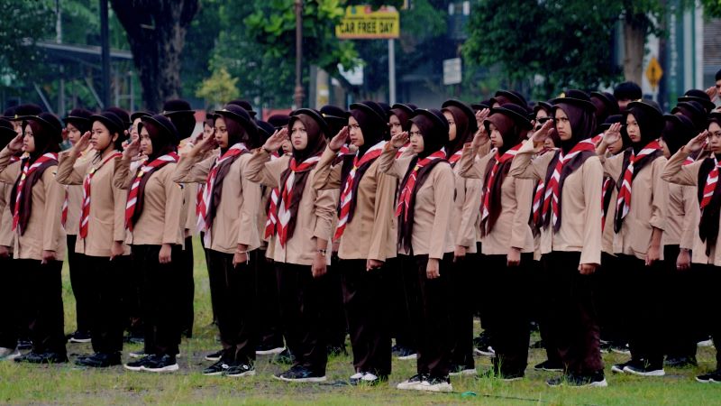 FOKUS: Pelajar saat mengikuti upacara Hari Kebangkitan Nasional di Alun-Alun Wonosari, Gunungkidul Selasa (20/5/2025).