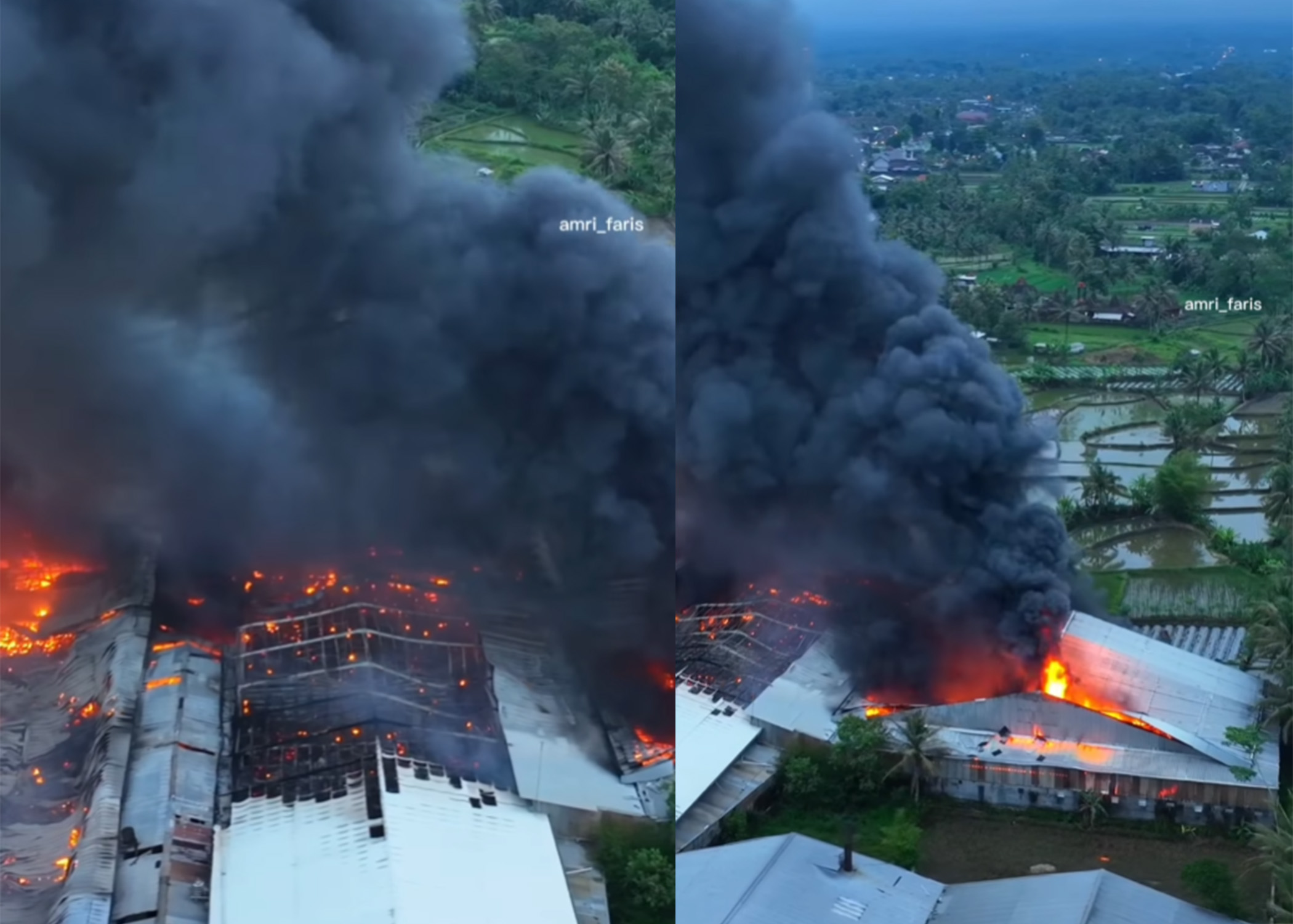 Kebakaran hebat PT Mataram Tunggal Garmen yang berlokasi di Balong, Donoharjo, Kapanewon Ngaglik, Kabupaten Sleman, Rabu (21/5/2025) dini hari.