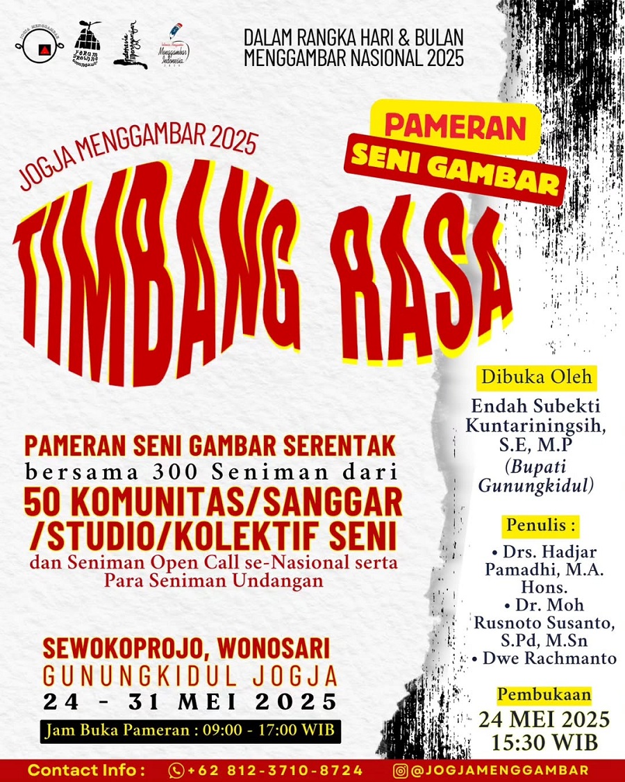 Pamflet pameran bersama 300 seniman dalam Timbang Rasa&rdquo; Jogja Menggambar 2025.