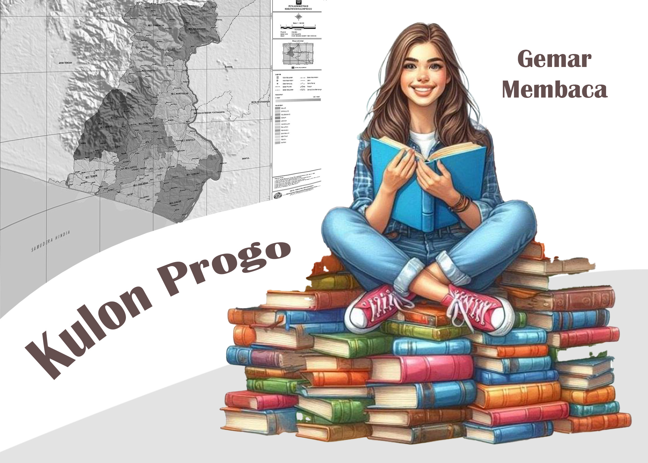 Ilustrasi Gemar Membaca di Kabupaten Kulon Progo.