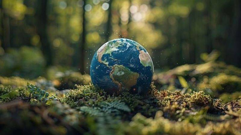 Ilustrasi bumi mengecil.