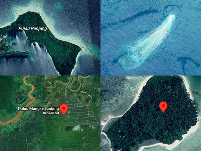 Pulau Mangkir Ketek, Mangkir Gadang, Lipan, dan Panjang di Aceh.