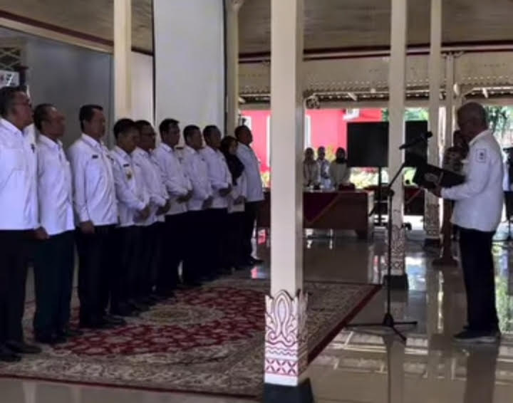 Prosesi pelantikan pengurus baru PMI Gunungkidul periode 2025&ndash;2030 di Sewokoprojo.