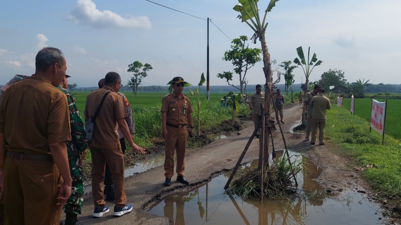PENINJAUAN: Wabup Kulon Progo meninjau langsung kondisi kerusakan jalan.&nbsp;