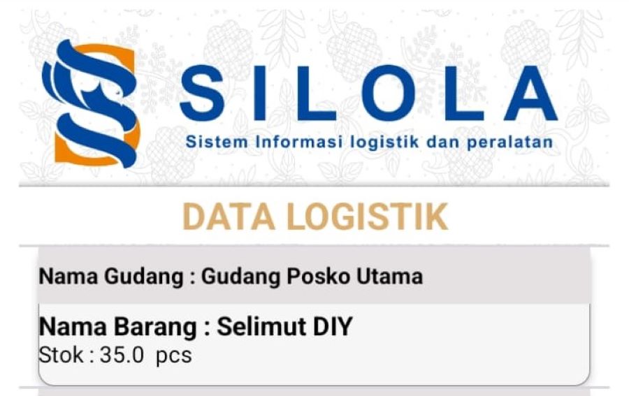 Tangkapan layar Sistem Informasi Pengelolaan Logistik dan Peralatan Bencana