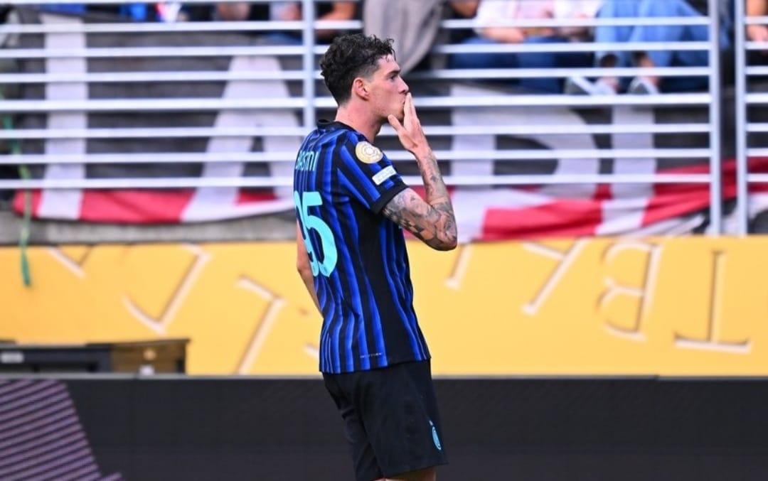 Selebrasi Alessandro Bastoni setelah mencetak gol dalam kemenangan Inter atas River Plate di Piala Dunia Antarklub 2025