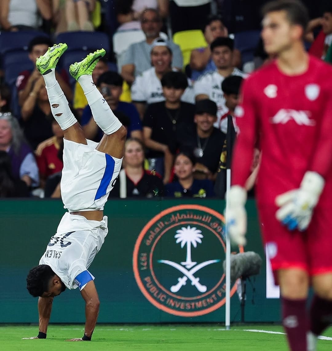 Selebrasi Salem Al Dawsari setelah cetak gol dalam kemenangan Al Hilal atas Pachuca