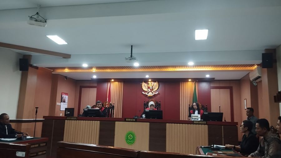 PERSIDANGAN: Sidang perdana kasus perdata mafia tanah Mbah Tupon yang dilaksanakan di Pengadilan Negeri Bantul pada Senin (1/7)