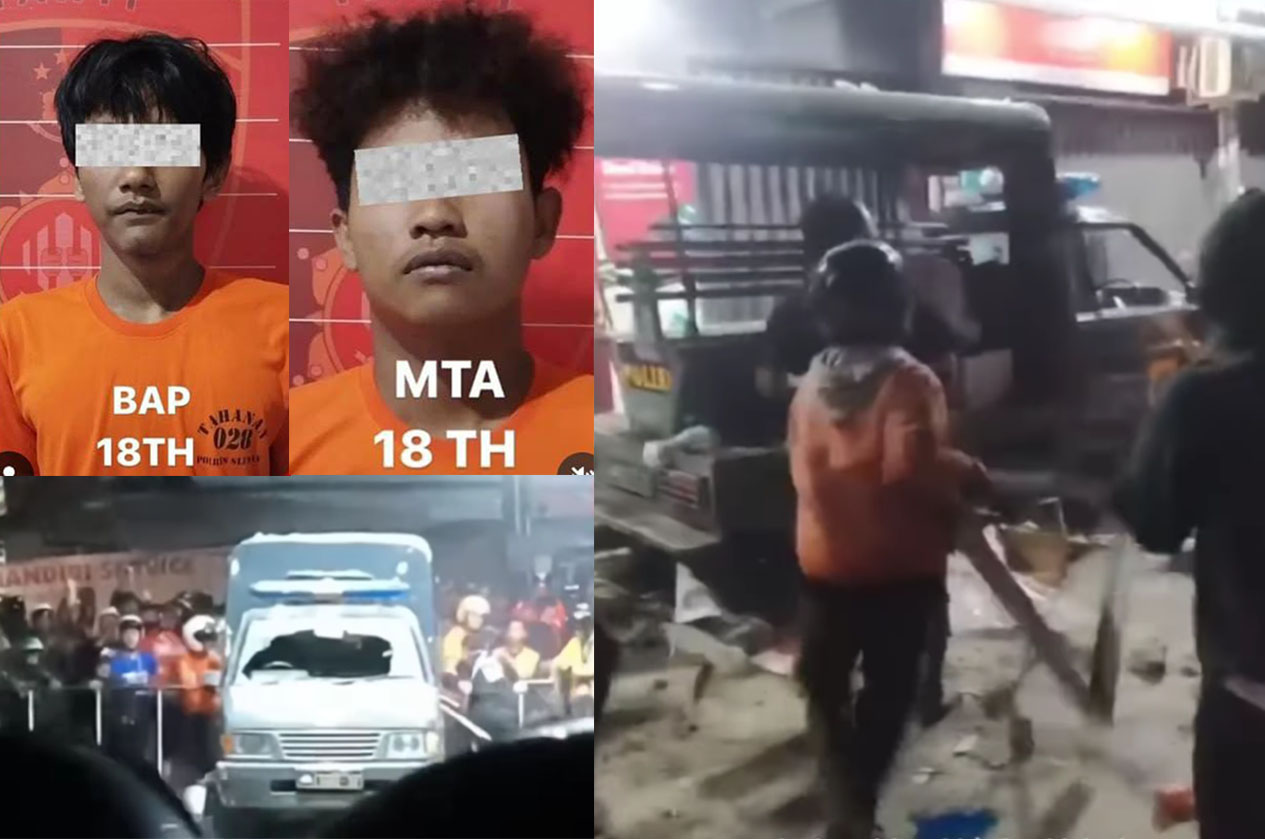 Dua pelaku perusakan yang ditahan Polresta Sleman diduga melakukan perusakan fasilitas umum, buntut kasus penganiayaan oleh driver ShopeeFood.
