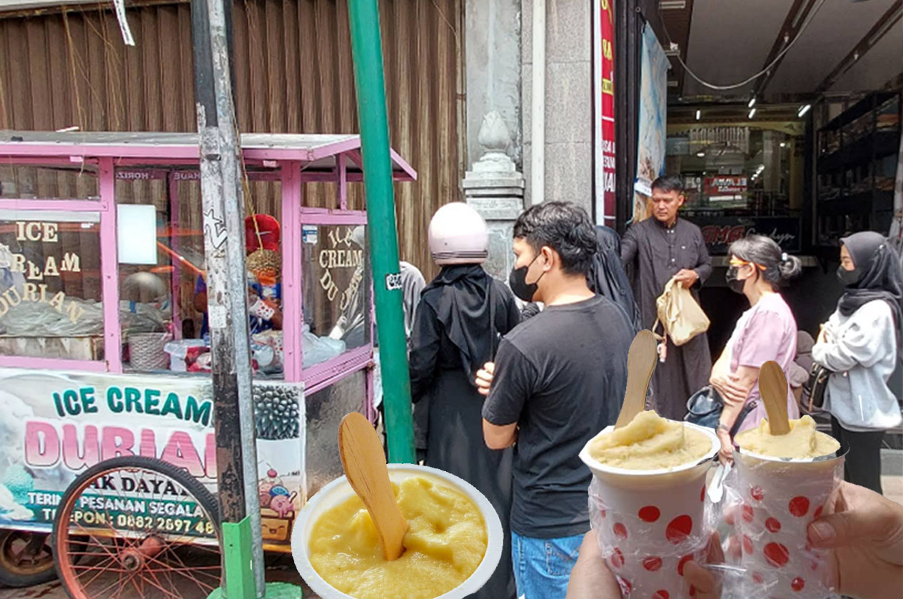 Es Krim Durian Pak Dayat selalu ramai pembeli.