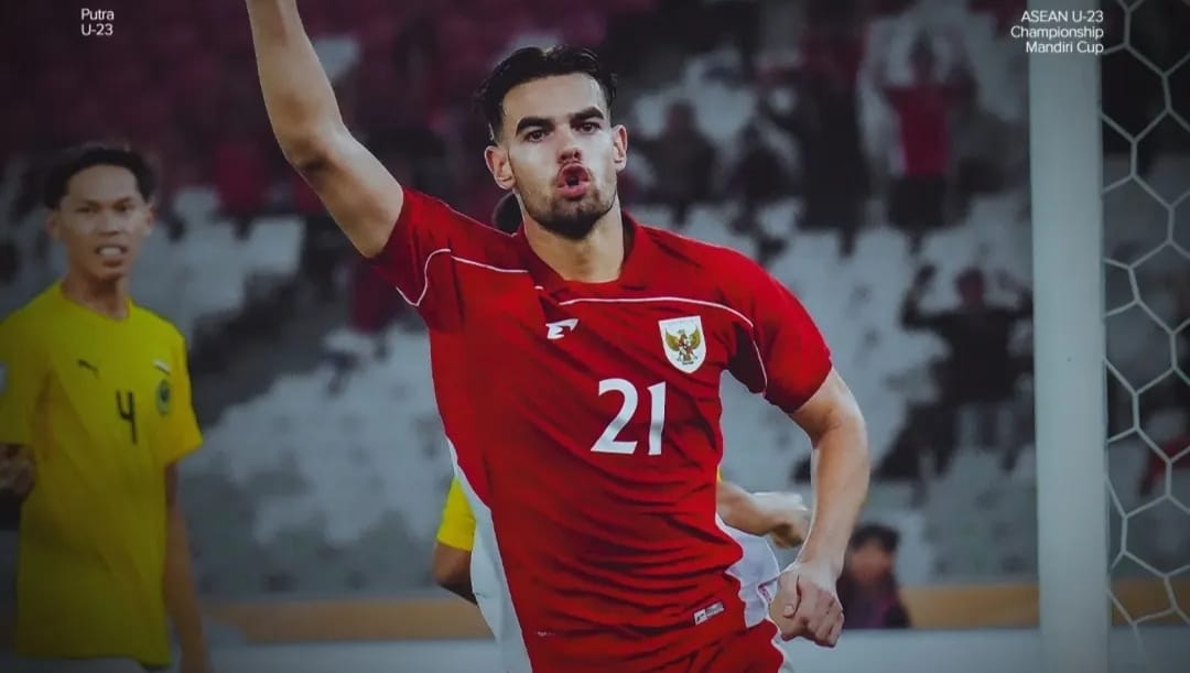 Jens Raven rayakan gol ke gawang Brunei Darussalam dalam laga pembuka Timnas Indonesia U23 di AFF U23 Championship