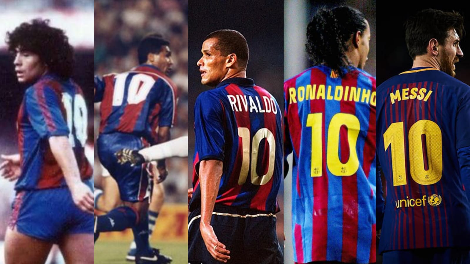 DARI KIRI: Diego Maradona, Romario, Rivaldo, Ronaldinho, Lionel Messi.