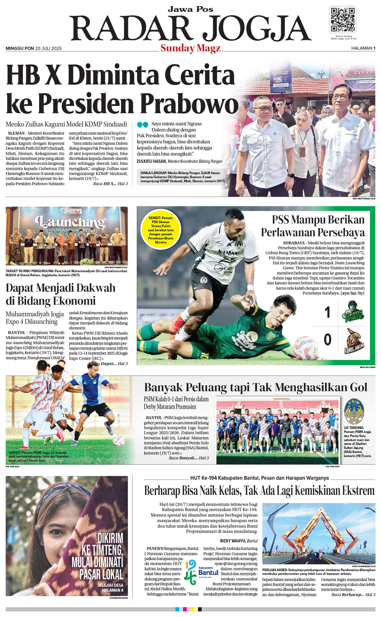 Jawa Pos Radar Jogja Edisi Minggu, 20 Juli 2025