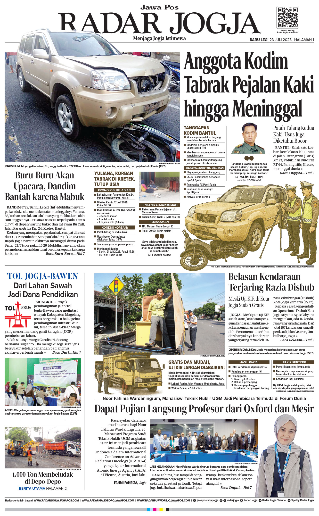 Jawa Pos - Radar Jogja, edisi Rabu 23 Juli 2025