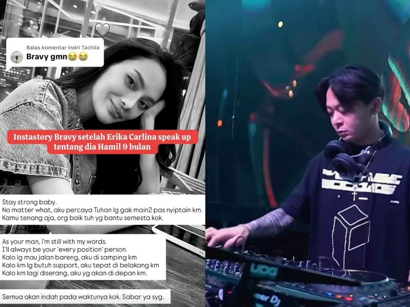 Sosok DJ Bravy membagikan dukungan terhadap pacarnya, Erika Carlina.