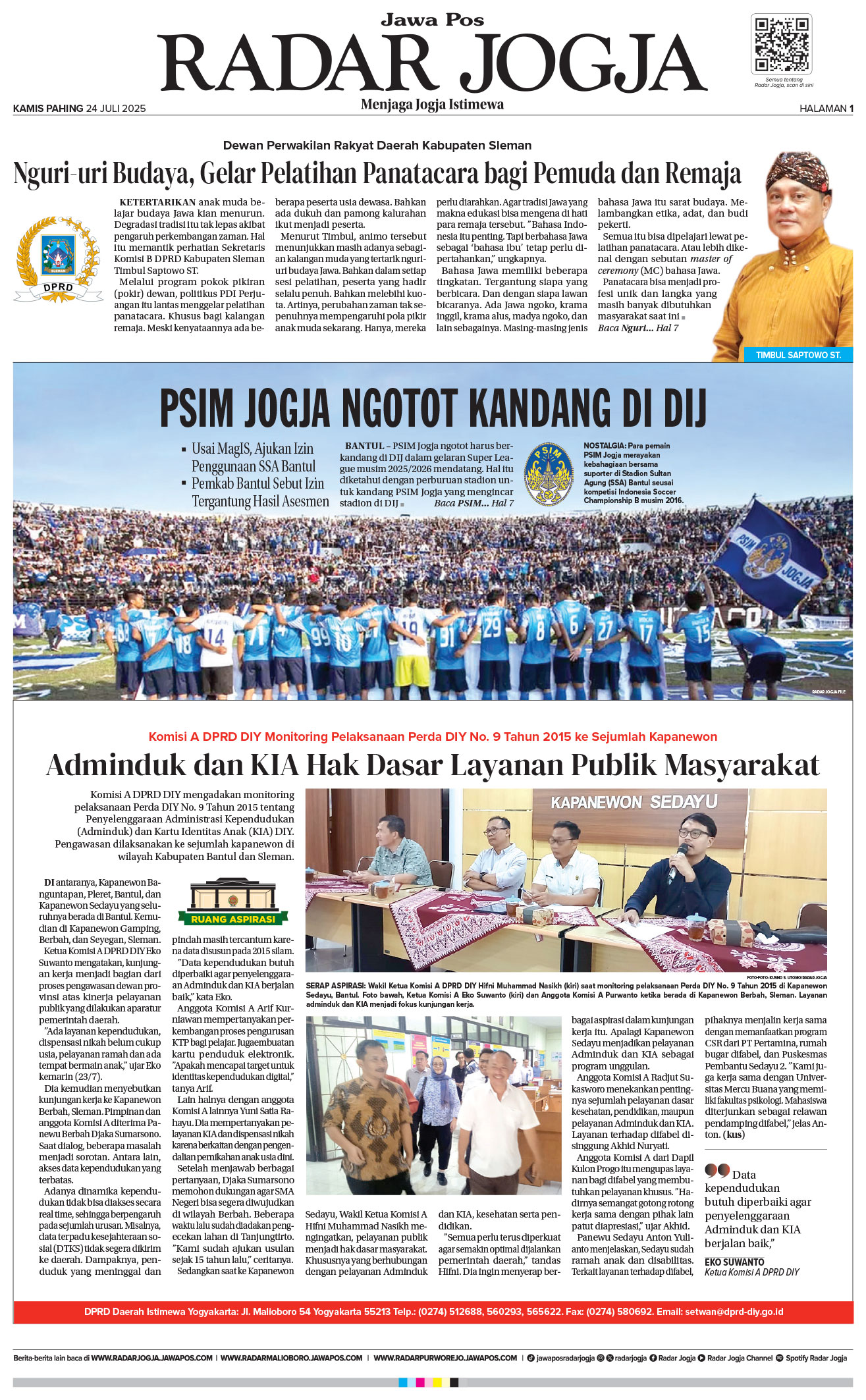 Jawa Pos - Radar Jogja, edisi Kamis 24 Juli 2025