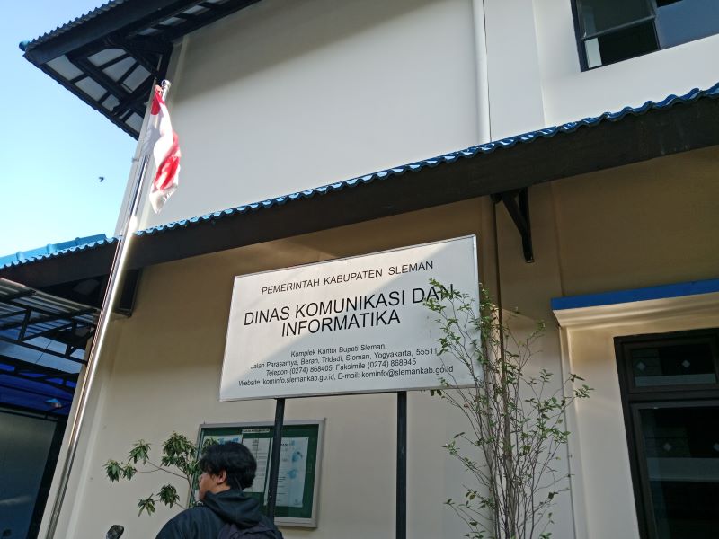 TAMPAK DEPAN: Bagian depan dari Kantor Dinas Komunikasi dan Informatika (Diskominfo) Sleman.
