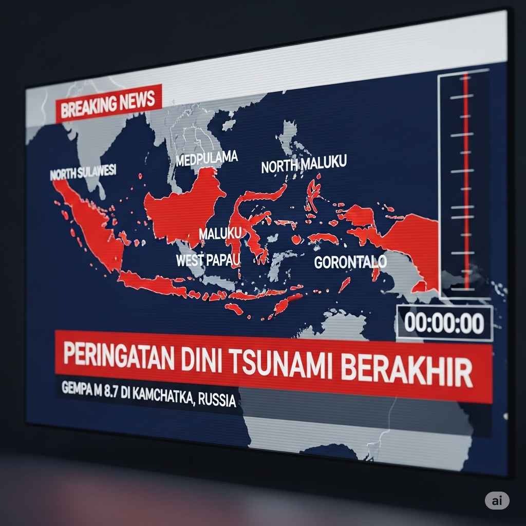 Peringatan dini tsunami yang di rilis di akun resmi BMKG akhirya telah di cabut, setelah bencana gempa  di wilayah Kamchatka Rusia  membuat beberapa wilayah RI terancam.