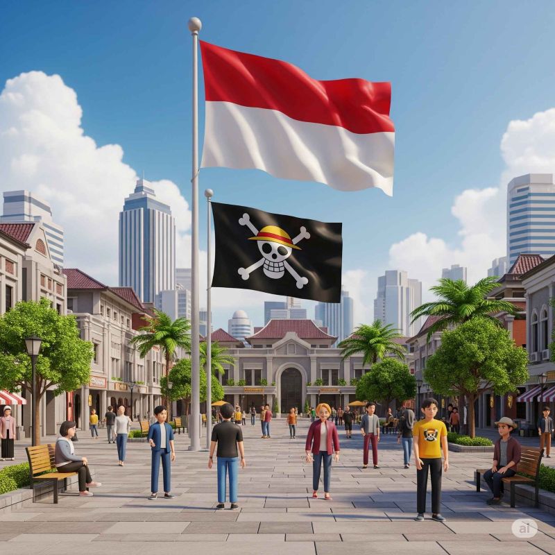 Bendera one piece banyak dikibarkan di bukan Agustus, kritisi  "kemerdekaan"?