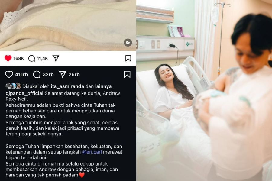 Caption : Erika Carlina melahirkan anaknya pada 1 Agustus 2025, dan DJ Panda pun ikut memberikan Semangat dan doa di unggahan Feeds Instagramnya