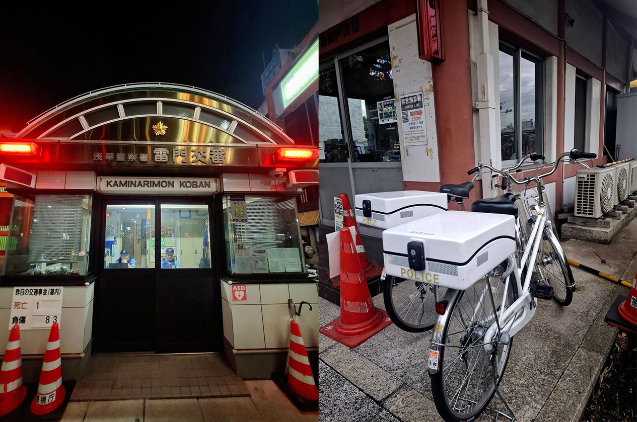 Kantor Polisi Jepang (KIri) dan Sepeda yang menjadi Kendaraan Patroli Polisi di Jepang.