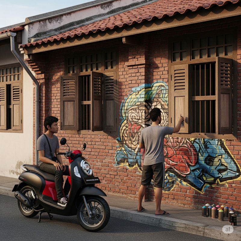 Caption : aksi vandalisme yang di lakukan oleh oknum tidak bertanggung jawab di sebuah ruko yang berada di daerah Seturan Yogyakarta.