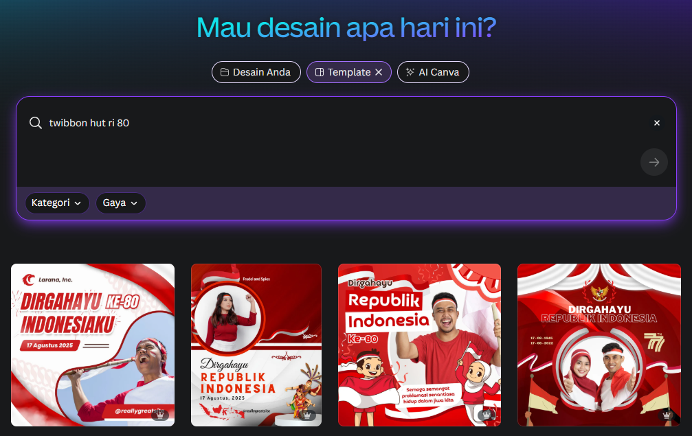 Twibbon HUT RI Ke-80 Dengan template Canva