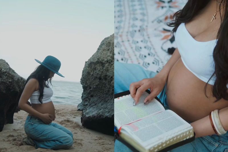 menjadi sorotan warganet lagi karena video maternity yang menggunakan busana minim sambil memegang alkitab.