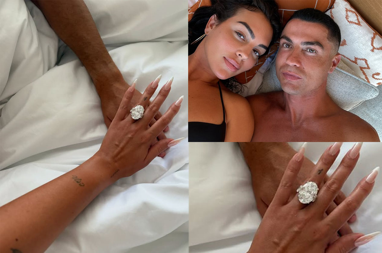 Cincin Pertunangan dikenakan Georgina Rodriguez dari Cristiano Ronaldo.